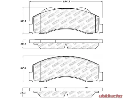 StopTech Brake Pads - Front, Ceramic, Red, for Ford Mustang 2015-2020, 305.1414 - 305.14140