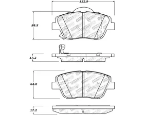 StopTech Brake Pads - Front Ceramic for Ford Mustang 2015-2023, Red 305.1444