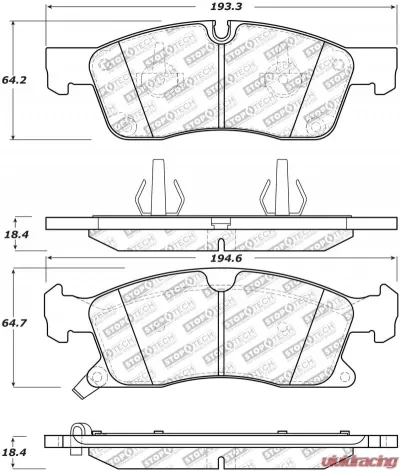 StopTech Brake Pads - Front, Ceramic, Red, Ford Mustang 2015-2023, 305.1455 - 305.14550