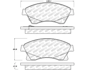StopTech Brake Pads - Front, Ceramic, Red, Ford Mustang 2015-2023, 305.1522