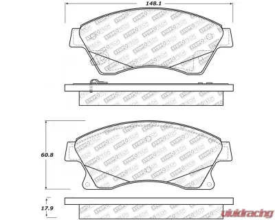 StopTech Brake Pads - Front, Ceramic, Red, Ford Mustang 2015-2023, 305.1522 - 305.15220