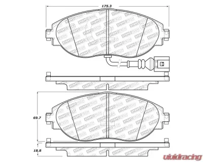 StopTech Brake Pads - Front, Ceramic, Red - Ford Mustang 2015-2023 - 305.1633 - 305.16330