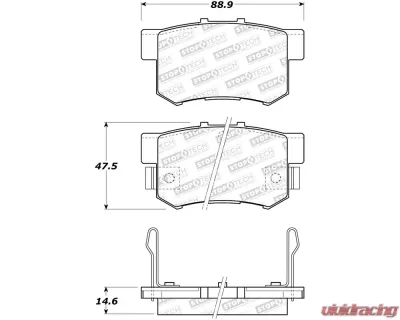 StopTech Street Brake Pads Rear with Shims & Hardware for Honda Civic 2006-2011, Red, 308.05371 - 308.05371