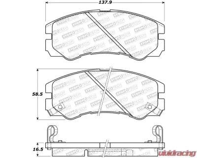 StopTech Brake Pads - Front, Red, for BMW 3 Series 1998-2006, 308.0579 - 308.05790