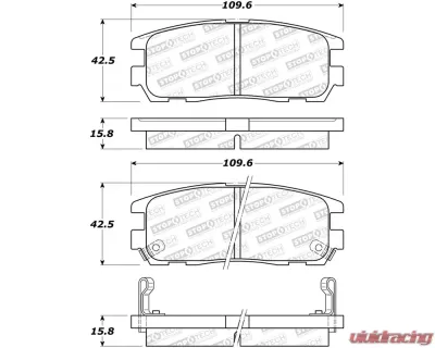 StopTech Brake Pads - Front, Red, for Honda Civic 2016-2021, 308.058 - 308.05800