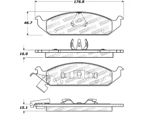 StopTech Brake Pads, Front, Red, for Ford Mustang 2015-2023, 308.065