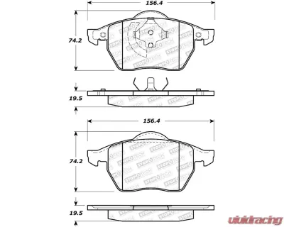 StopTech Brake Pad Set - Front - Red - Ford Mustang 2015-2022 - 308.0687 - 308.06870