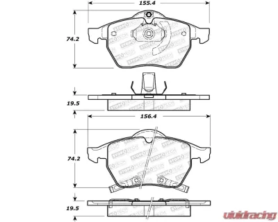 StopTech Brake Pads for Ford Mustang 2015-2020, Ceramic, Front - 308.0736 - 308.07360