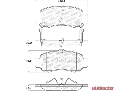 StopTech Brake Pads - Front, Red, Honda Civic 2016-2021, 308.0832 - 308.08320