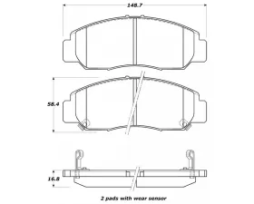 StopTech Brake Pads, Front, Red, for Honda Civic 2016-2021, 308.0959