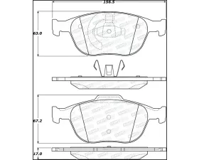 StopTech Brake Pads - Front, Ceramic, Red, for Ford Mustang 2015-2023, 308.097