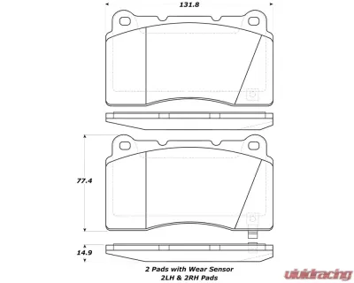 StopTech Brake Pads, Front, Ceramic, Black - Ford Mustang 2015-2023 308.1001 - 308.10010