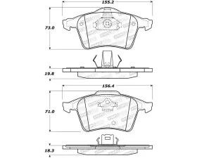 StopTech Brake Pads for Ford Mustang 2015-2023, Ceramic, Front, 308.1003