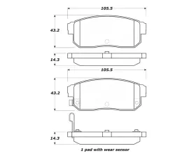StopTech Brake Pads - Front, Ceramic, Red - Ford Mustang 2015-2023 308.1008