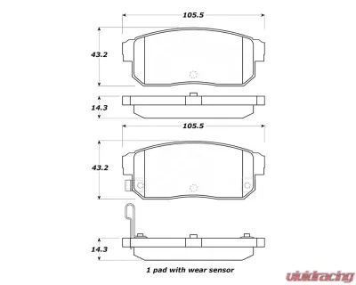 StopTech Brake Pads - Front, Ceramic, Red - Ford Mustang 2015-2023 308.1008 - 308.10080