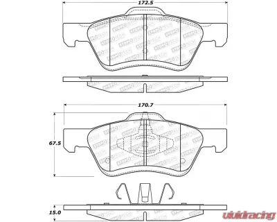 StopTech Brake Pads - Front for Honda Civic 2006-2011, Red, 308.1047 - 308.10470