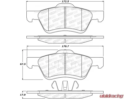 StopTech Street Brake Pads with Shims/Hardware Front for Honda Civic 2006-2011, Red, 308.10471 - 308.10471