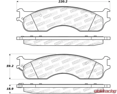 StopTech Brake Pads - Front, Red, Ford Mustang 2015-2023, 308.1054 - 308.10540