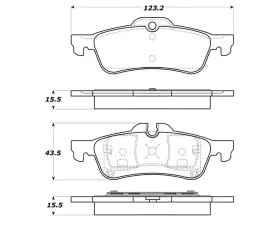 StopTech Brake Pads - Front, Ceramic, Red, Ford Mustang 2015-2020, 308.106