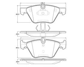 StopTech Brake Pads Set - Front, Ceramic, Red, Ford Mustang 2015-2021 308.1061