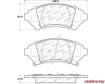 StopTech Brake Pads - Front, Ceramic, Red, Ford Mustang 2015-2023, 308.1076 - 308.10760