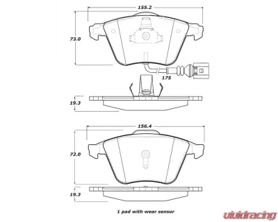 StopTech Brake Pads for Honda Civic 2006-2011, Front, Red, 308.1111 - 308.11110