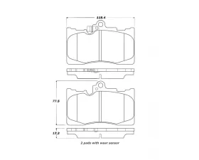 StopTech Brake Pads - Front, Ceramic, Red for Honda Civic 2016-2021 - 308.1118