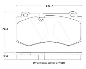 StopTech Brake Pads - Front, Ceramic, Red, Ford Mustang 2015-2023, 308.1223