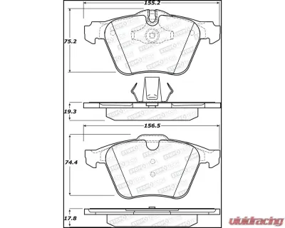 StopTech Street Brake Pads with Shims/Hardware, Jaguar Front, Red, 308.12402 - 308.12402