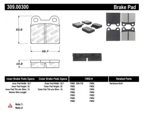 StopTech Brake Pads - Front, Ceramic, Red, Ford Mustang 2015-2023, 309.003