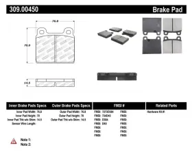StopTech Performance Brake Pads for Ford Mustang 2015-2023, Red, 309.0045