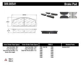 StopTech Sport Brake Pads with Shims, Fiat Front, Red, 309.00541