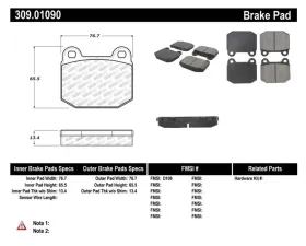 StopTech Brake Pads - Front, Ceramic, Red, Honda Civic 2006-2011, 309.0109