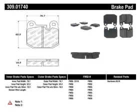 StopTech Brake Pads - Front, Ceramic, Black, for Ford Mustang 2015-2023, 309.0174