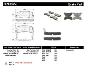 StopTech Brake Pad Set - Front, Ceramic, Red, Ford Mustang 2015-2022, 309.0325
