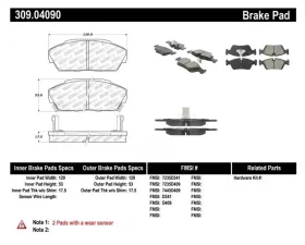 StopTech Brake Pads for Ford Mustang 2015-2023, Front, Ceramic, 309.0409