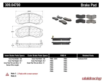 StopTech Brake Pads, Front, Ceramic, Black - Ford Mustang 2015-2023 309.047 - 309.04700