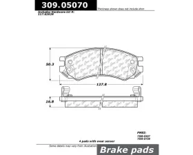 StopTech Brake Pads - High Performance, Ceramic, Front, Black - 309.0507 for Ford Mustang 2015-2021