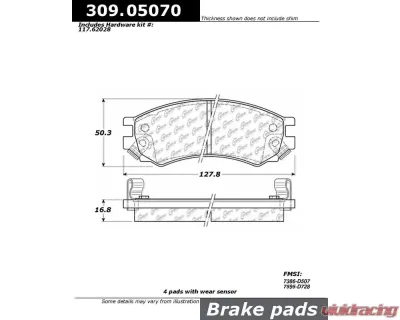StopTech Brake Pads - High Performance, Ceramic, Front, Black - 309.0507 for Ford Mustang 2015-2021 - 309.05070