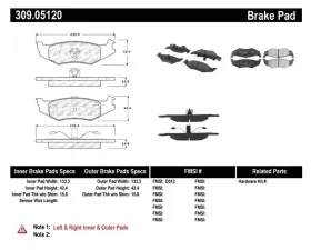 StopTech Performance Brake Pads for Ford Mustang 2015-2023, Red, 309.0512