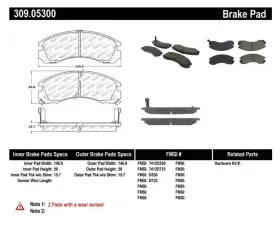 StopTech Brake Pads, Front, Red, for Ford Mustang 2015-2023 - 309.053