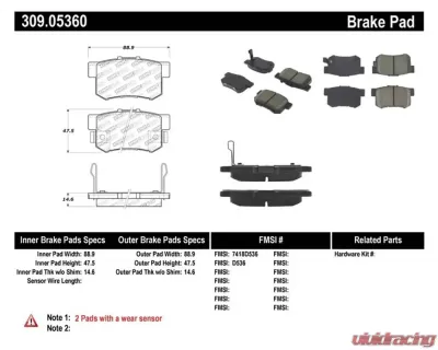 StopTech Brake Pads for Ford Mustang 2015-2021, Ceramic, Front, 309.0536 - 309.05360