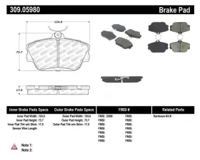 StopTech Brake Pads - Front, Ceramic, Red, Ford Mustang 2015-2023, 309.0598
