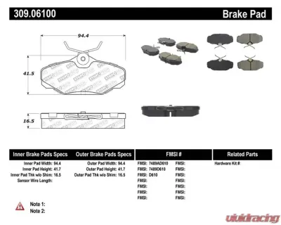 StopTech Brake Pads, Ceramic, Front, Black, Ford Mustang 2015-2023, 309.061 - 309.06100