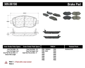 StopTech Brake Pads - Front, Ceramic, Red, for Ford Mustang 2015-2023, 309.0619