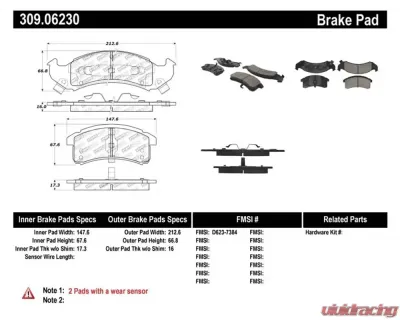 StopTech Brake Pads - Front, Ceramic, Black, Honda Civic 2016-2021, 309.0623 - 309.06230
