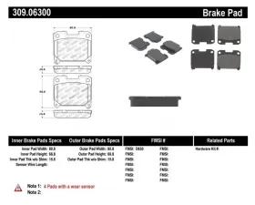 StopTech Brake Pads - Front, Ceramic, Black - Ford Mustang 2015-2023 309.063