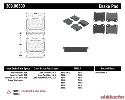 StopTech Brake Pads - Front, Ceramic, Black - Ford Mustang 2015-2023 309.063 - 309.06300