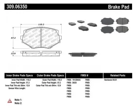 StopTech Brake Pads - Front, Ceramic, Black, for Ford Mustang 2015-2023, 309.0635