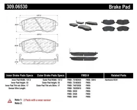 StopTech Brake Pads, Front, Performance, Red, Ford Mustang 2015-2023, 309.0653